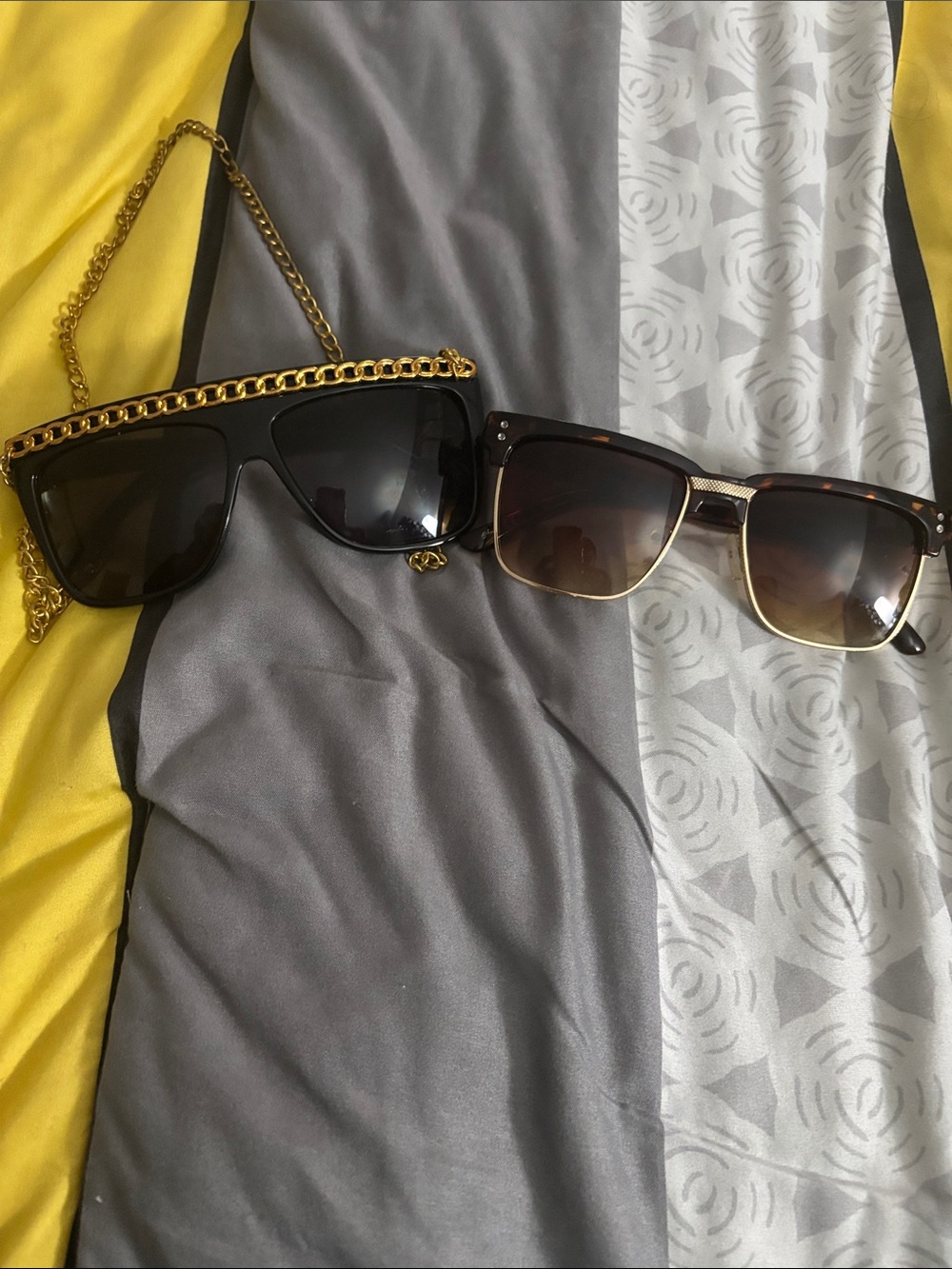 Black and Tortoiseshell Sunglasses Duo with Gold Accents